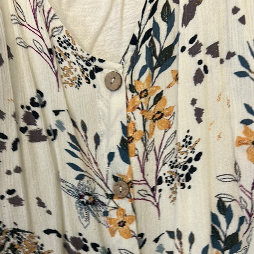 Maurices Cream Floral Button-Front Tank Top - Picture 4 of 4